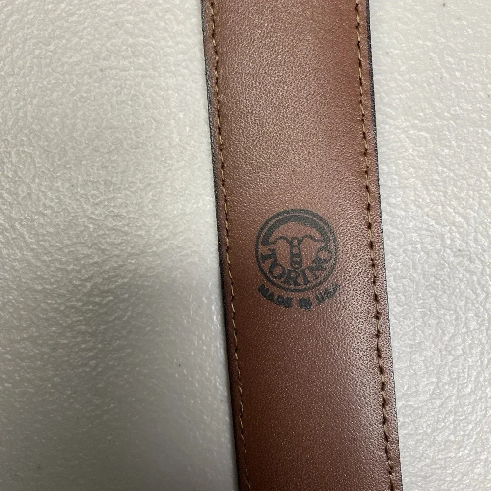 Torino Dress Belt Mens Size 40 European Tanned Cowhide Black Brass Buckle USA
